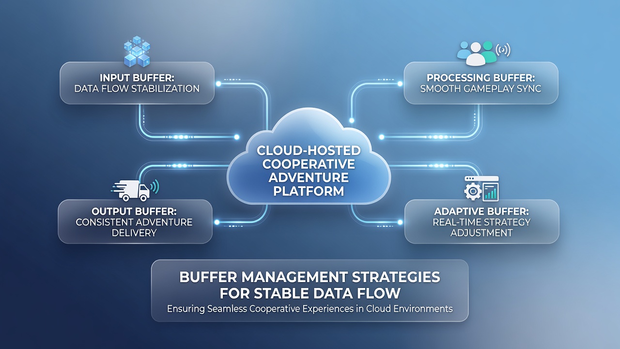 Network topology illustration of buffer synchronization across cloud regions for multiplayer games