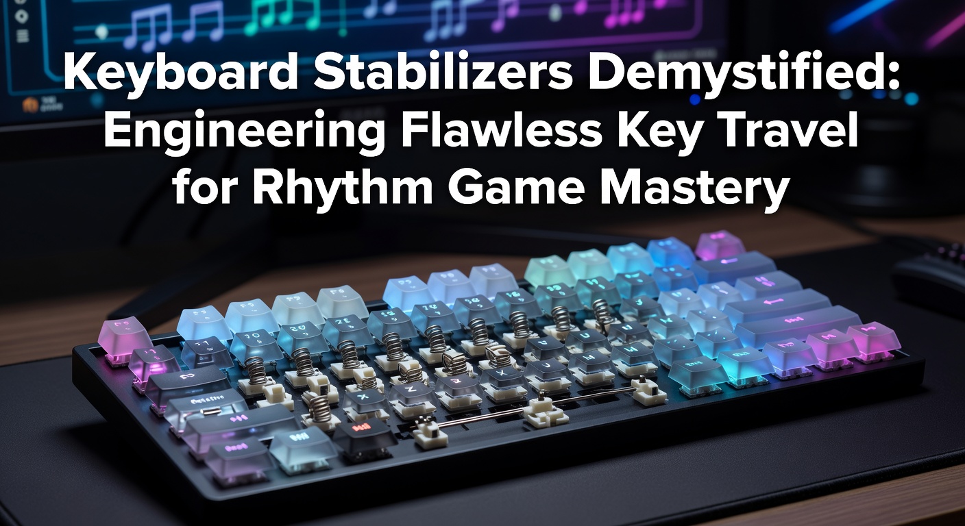 Close-up diagram showing a disassembled mechanical keyboard stabilizer mechanism with wire housings and nylon components for smooth key travel