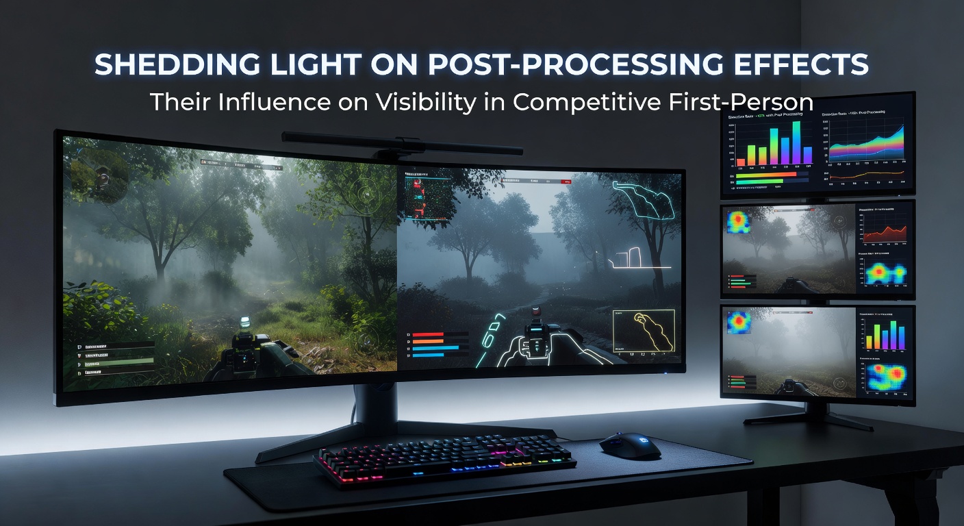 Side-by-side comparison of visibility with and without post-processing filters in a competitive FPS scene