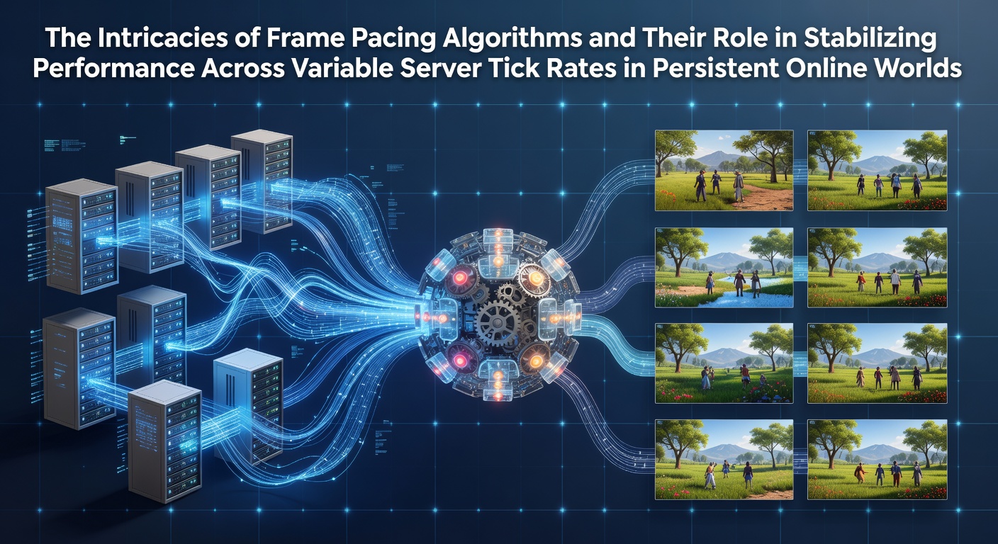 Diagram illustrating frame pacing synchronization with variable server tick rates in online game environments