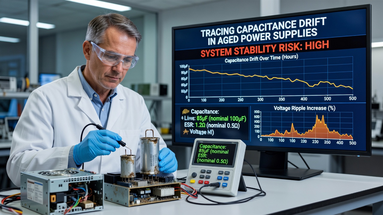 Oscilloscope capture comparing clean versus drifted power supply output waveforms during sustained cloud gaming loads